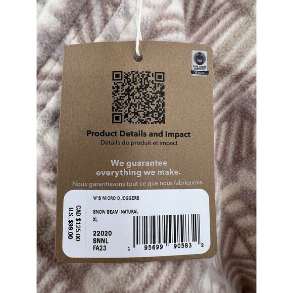 NEW PATAGONIA WOMEN'S MICRO D SOFT FLEECE JOGGER SIZE XL - SNOW BEAN / NATURAL - Picture 9 of 12